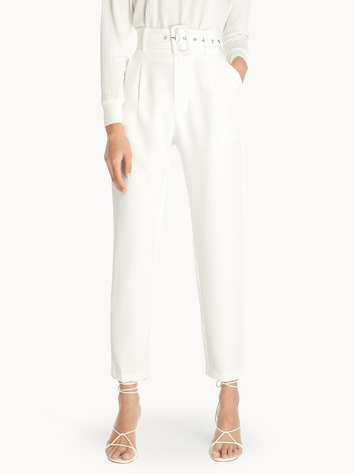 Hara White High Waist Belted Bandage Pants main image 1