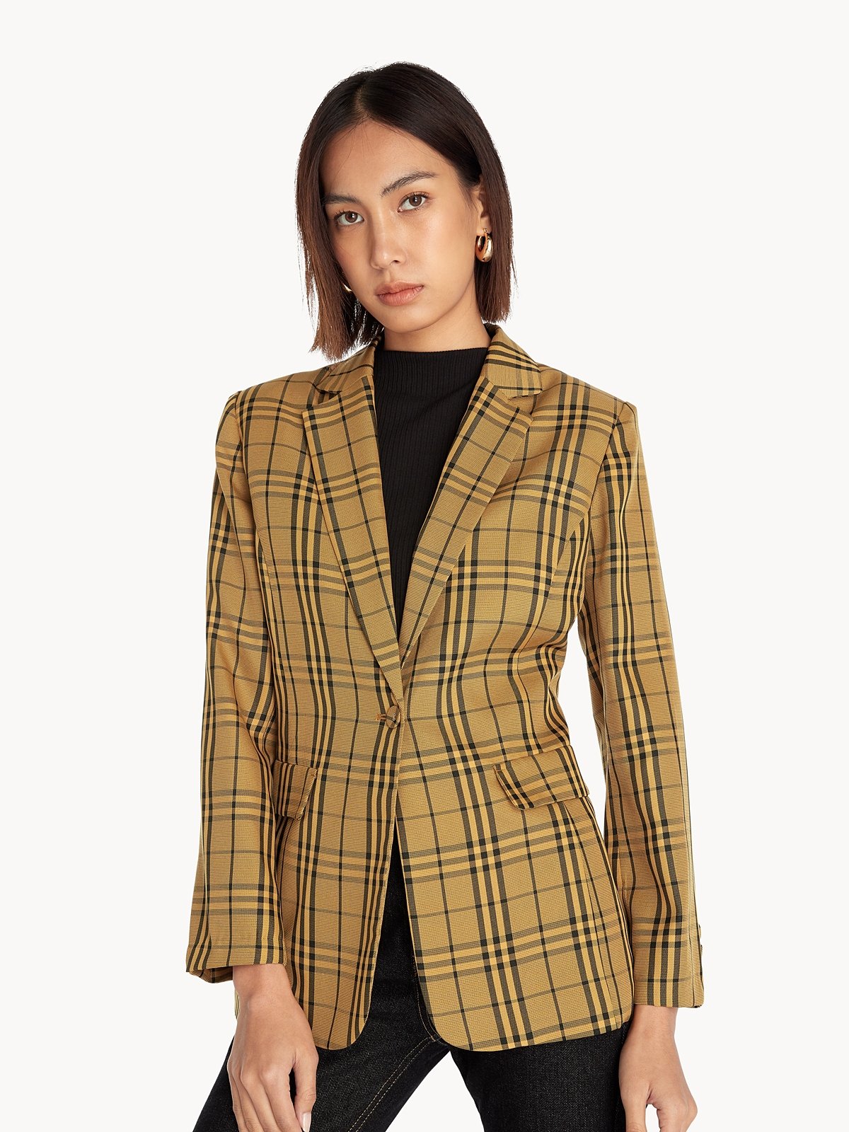 Yellow tartan blazer on sale