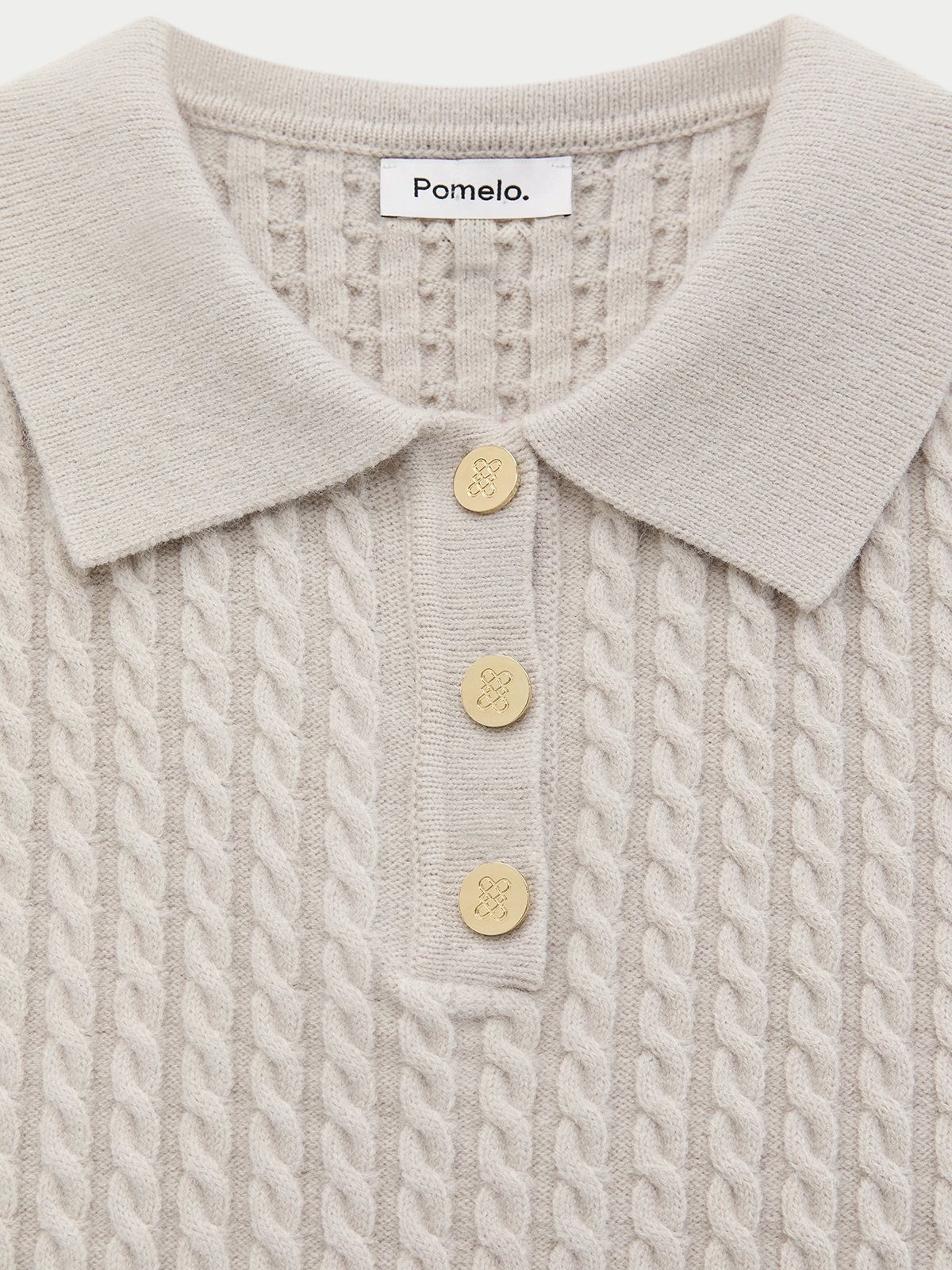 Flower Button Knit Top - Light Grey - Pomelo Fashion