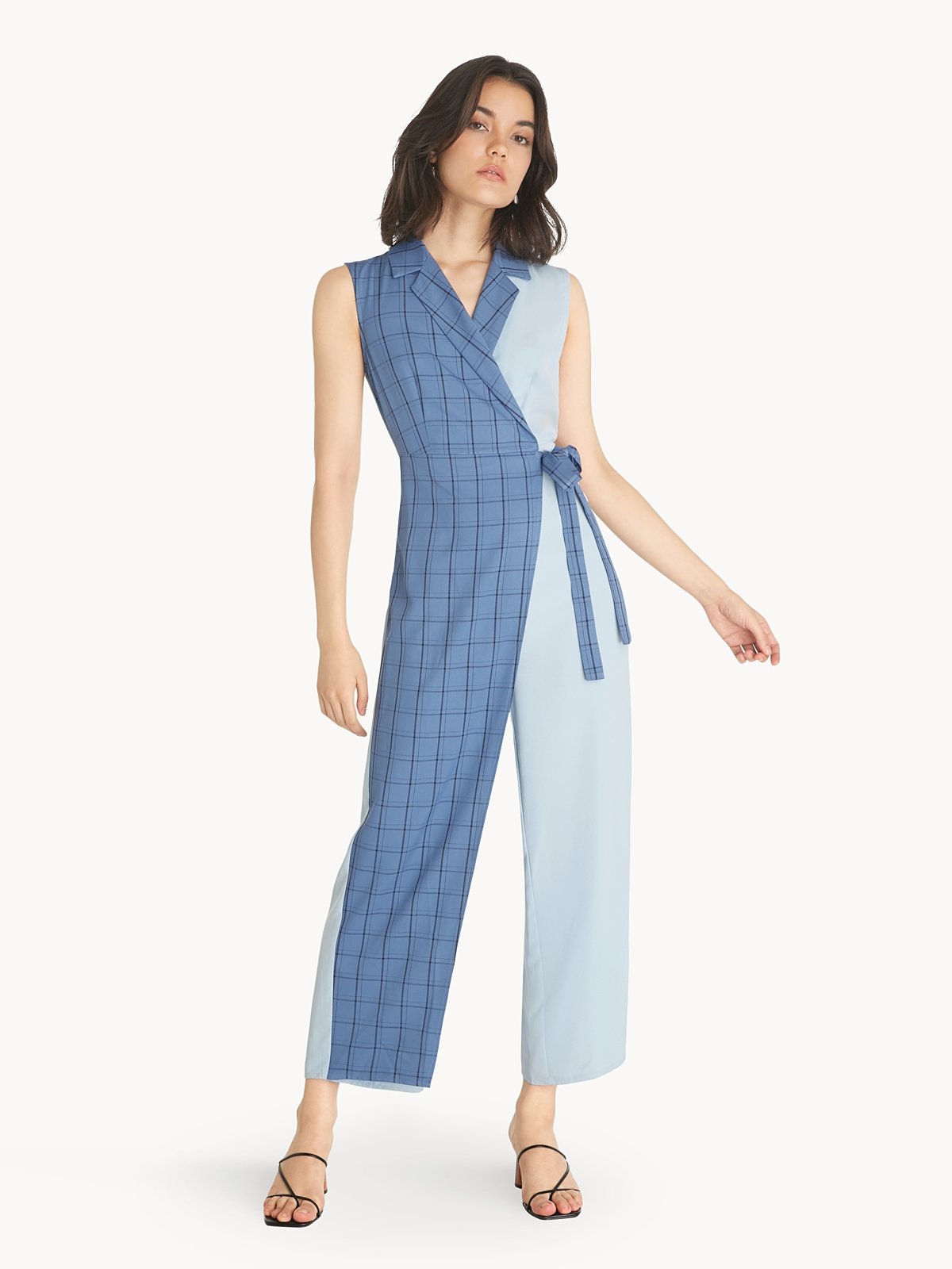 Blue plaid jumpsuit online