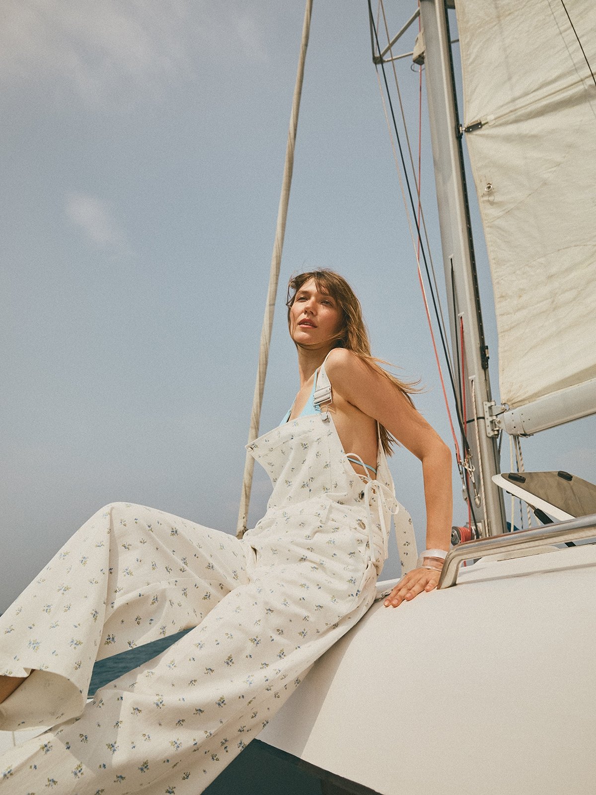 Cropped Stripe Short Sleeves Jumpsuit - Pink - Pomelo Fashion
