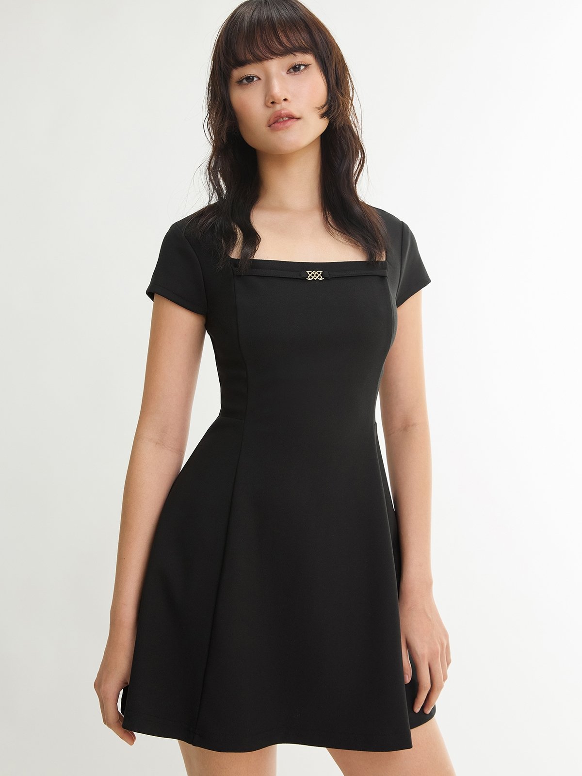 slim fit dress slacks Night Rider Fit and Flare Mini Dress Black main image 1