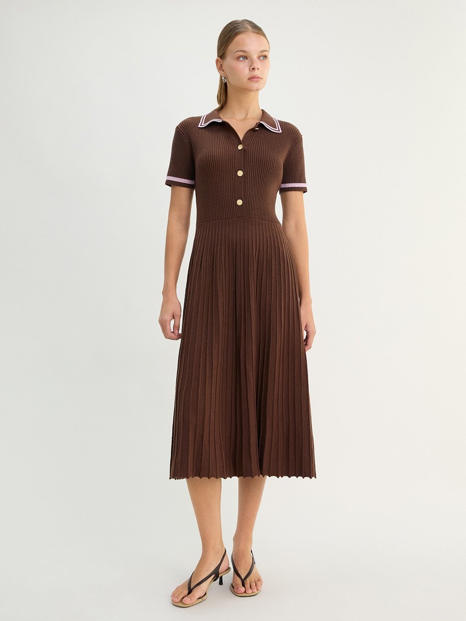 polo dress pleated Organic Pleated Polo Dress
