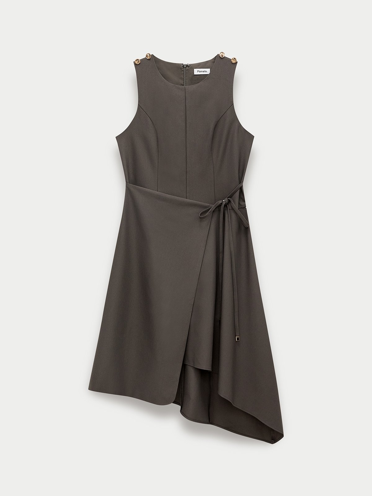 grey sleeveless midi dress Grey V-neck pleated sleeveless midi dress | D.Anna