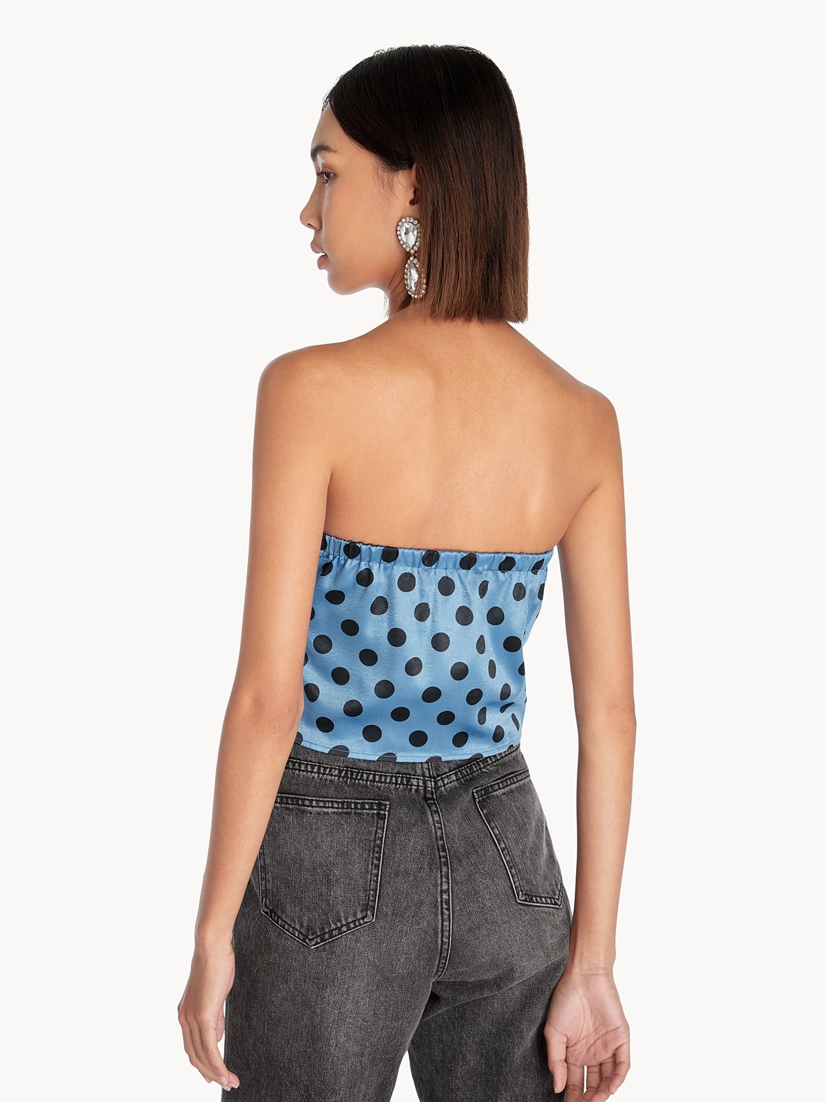Polka dot strapless top online