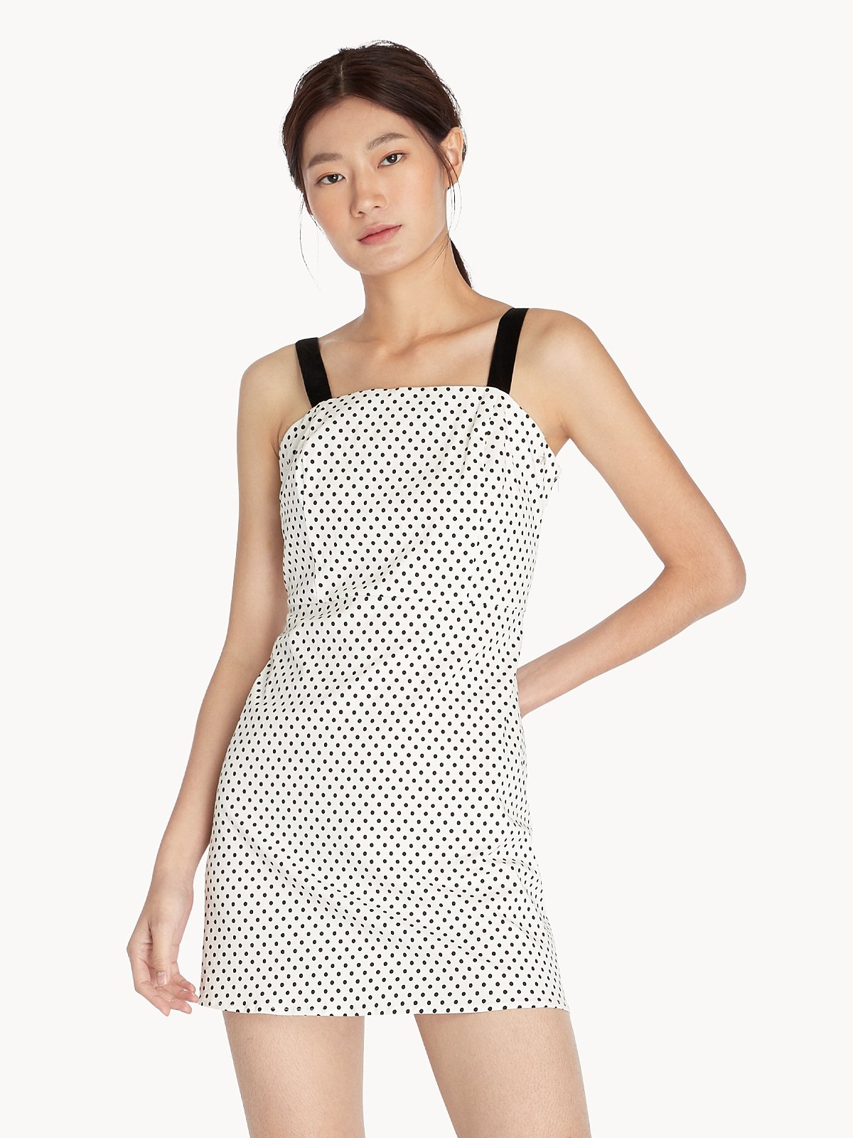 Mini Polka Dot Dress White Pomelo Fashion