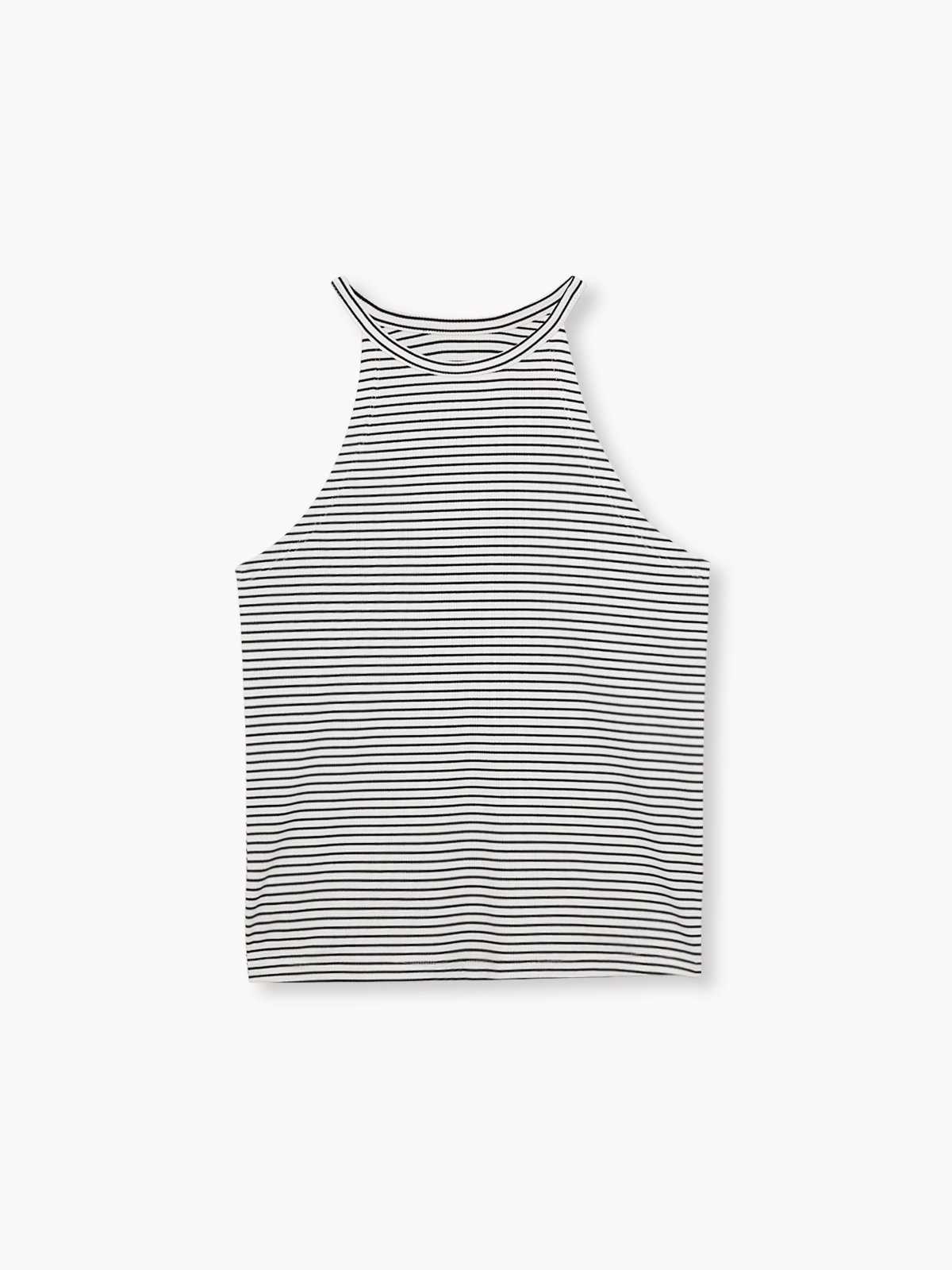 Striped Halter Neck Tank Top Black White Pomelo Fashion