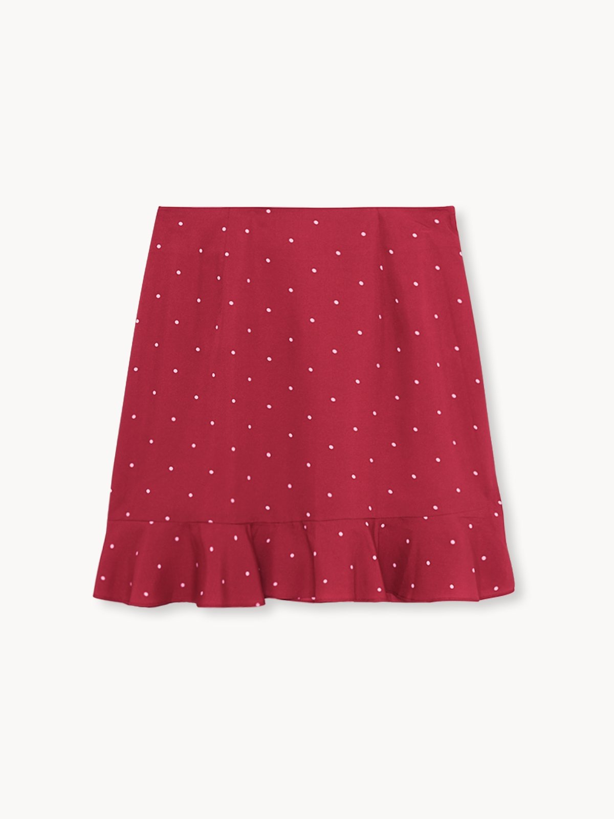 Mini Polka Dot Frill Hem Skirt Red Pomelo Fashion