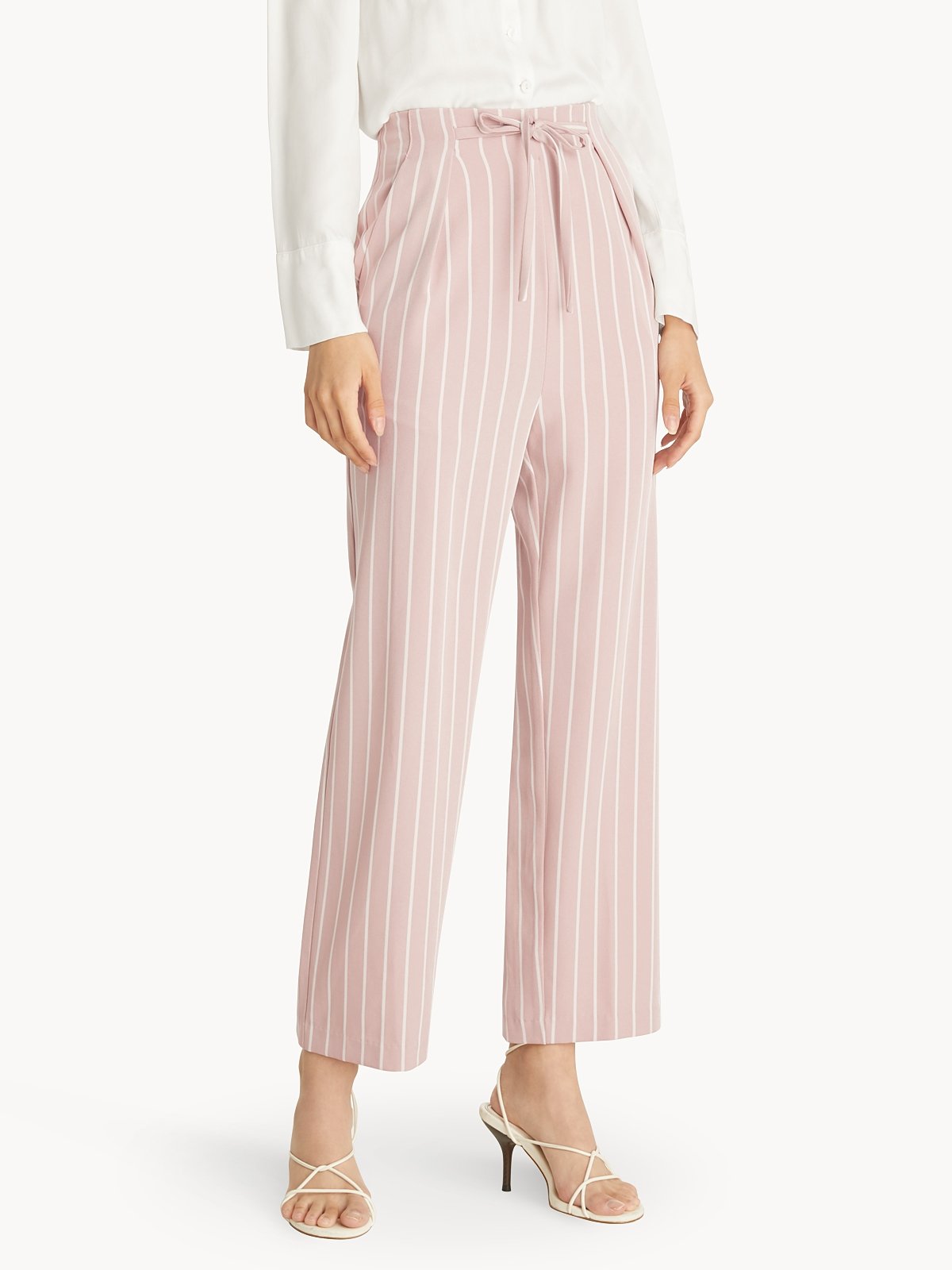 High Waist Tied Stripe Pants Pink