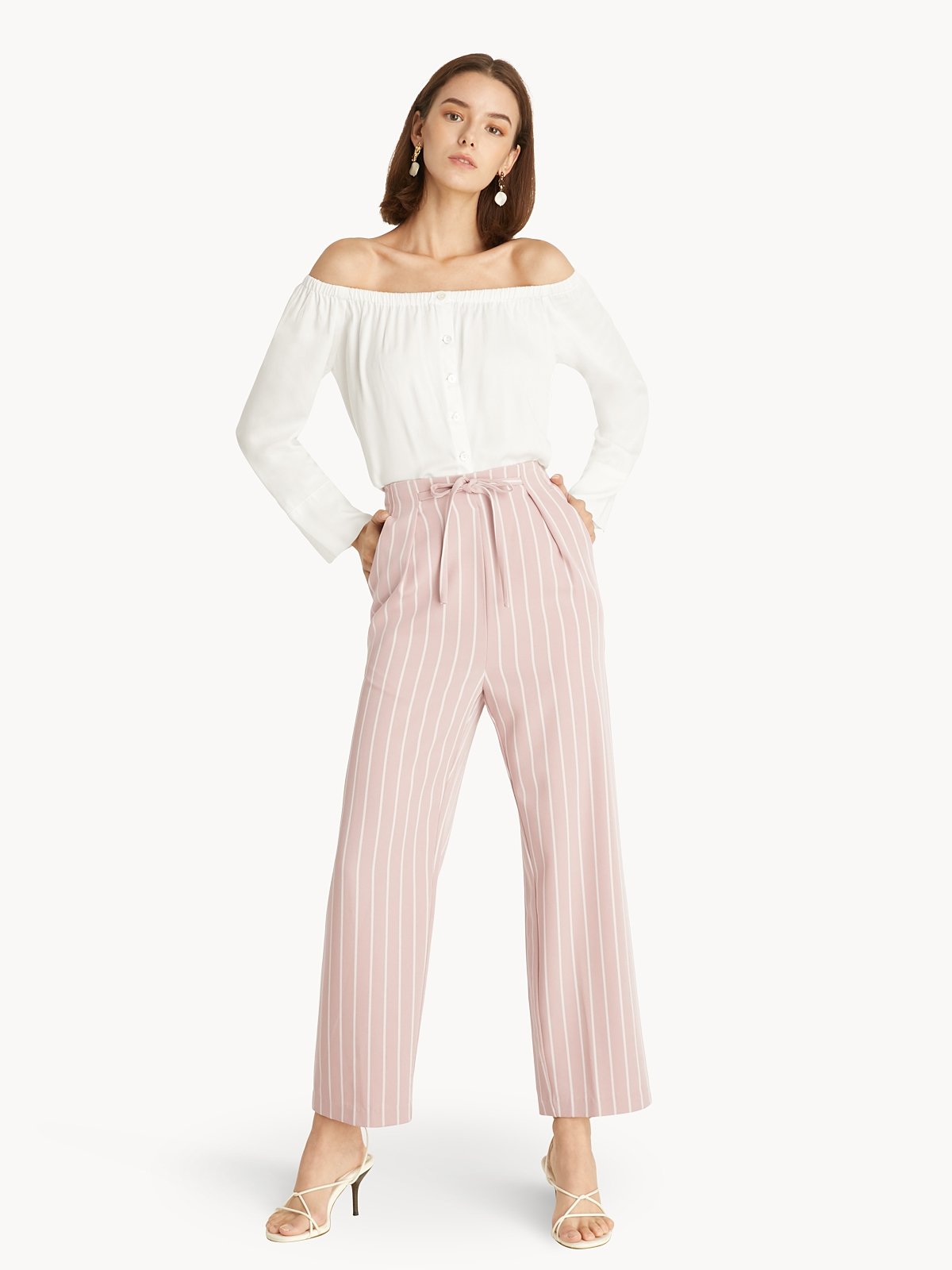 Waist on sale striped pants
