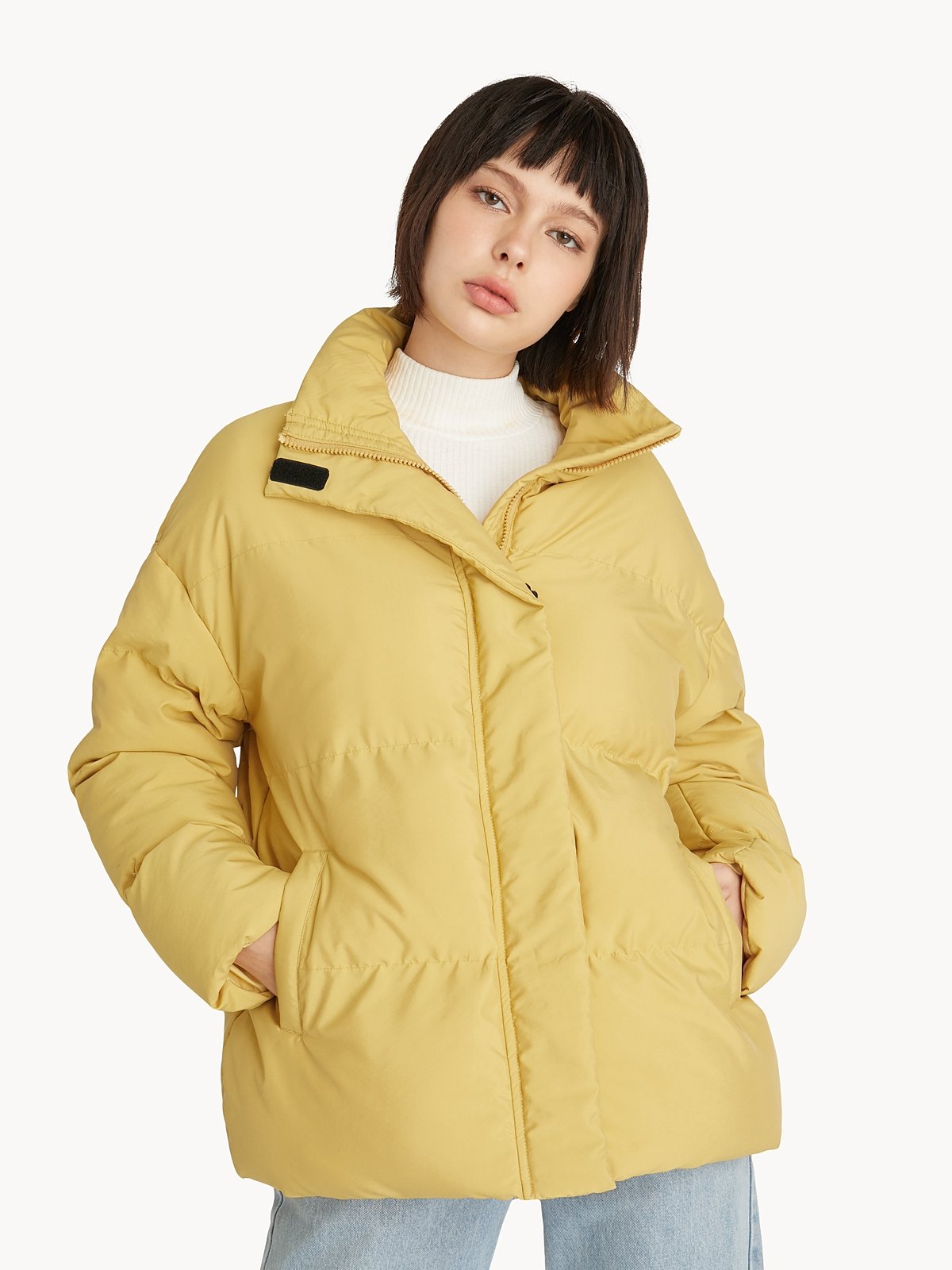 Velcro Puffer Jacket Yellow Pomelo Fashion