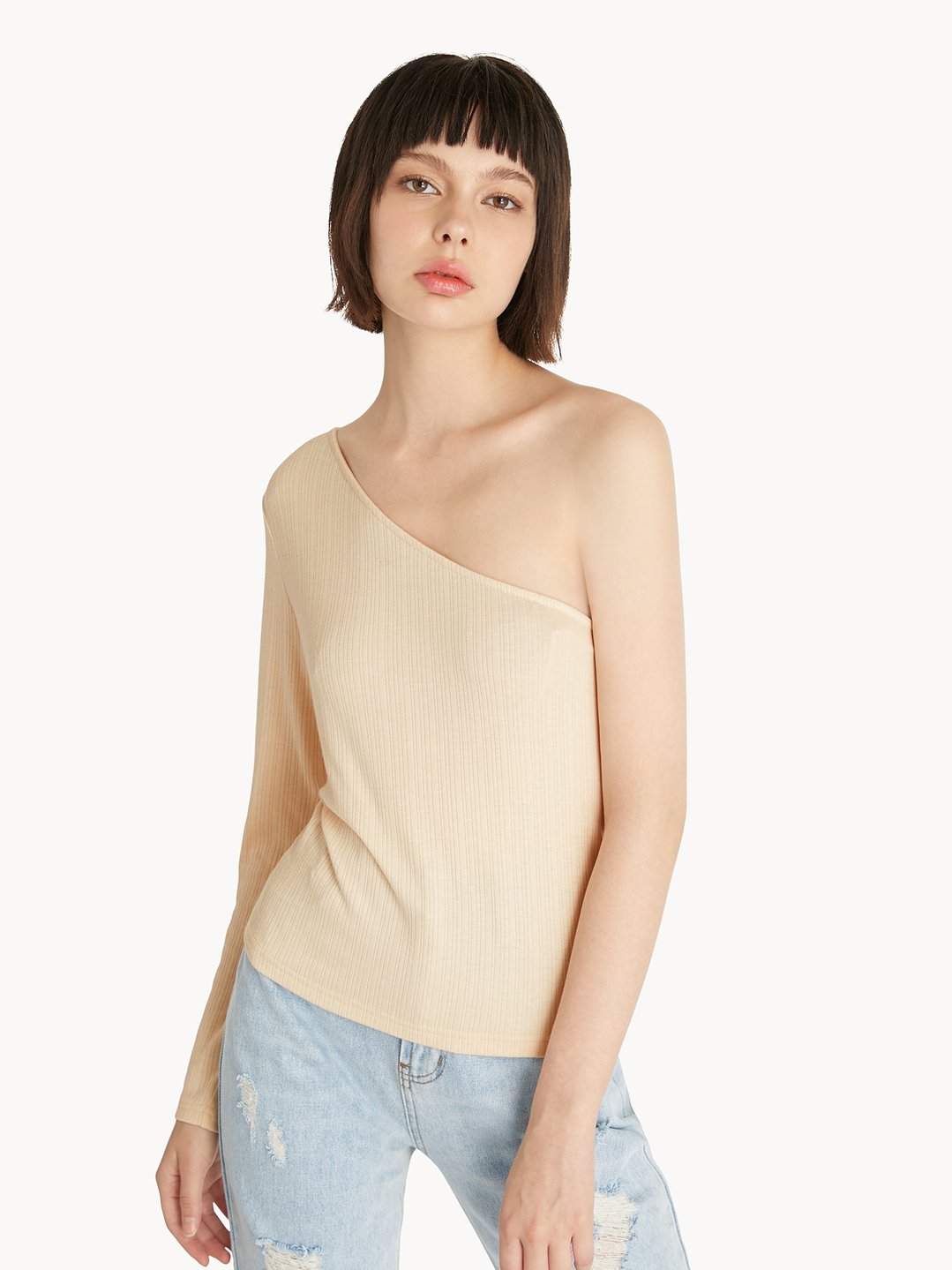 Off-Shoulder Blouse - Cream - Pomelo Fashion
