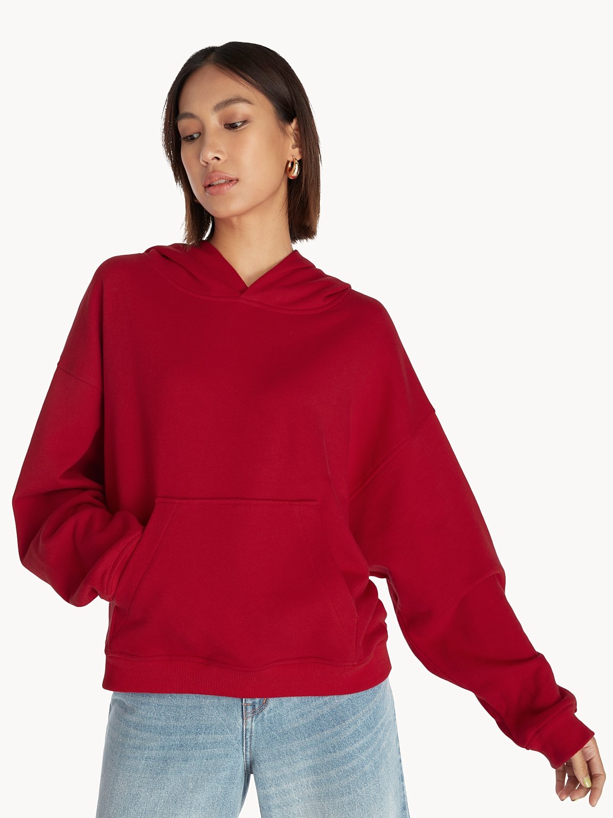Oversize Pocket Hoodie Red Pomelo Fashion