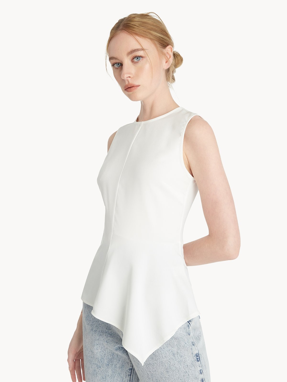 Mock Neck Asymmetrical Peplum Top main image 1