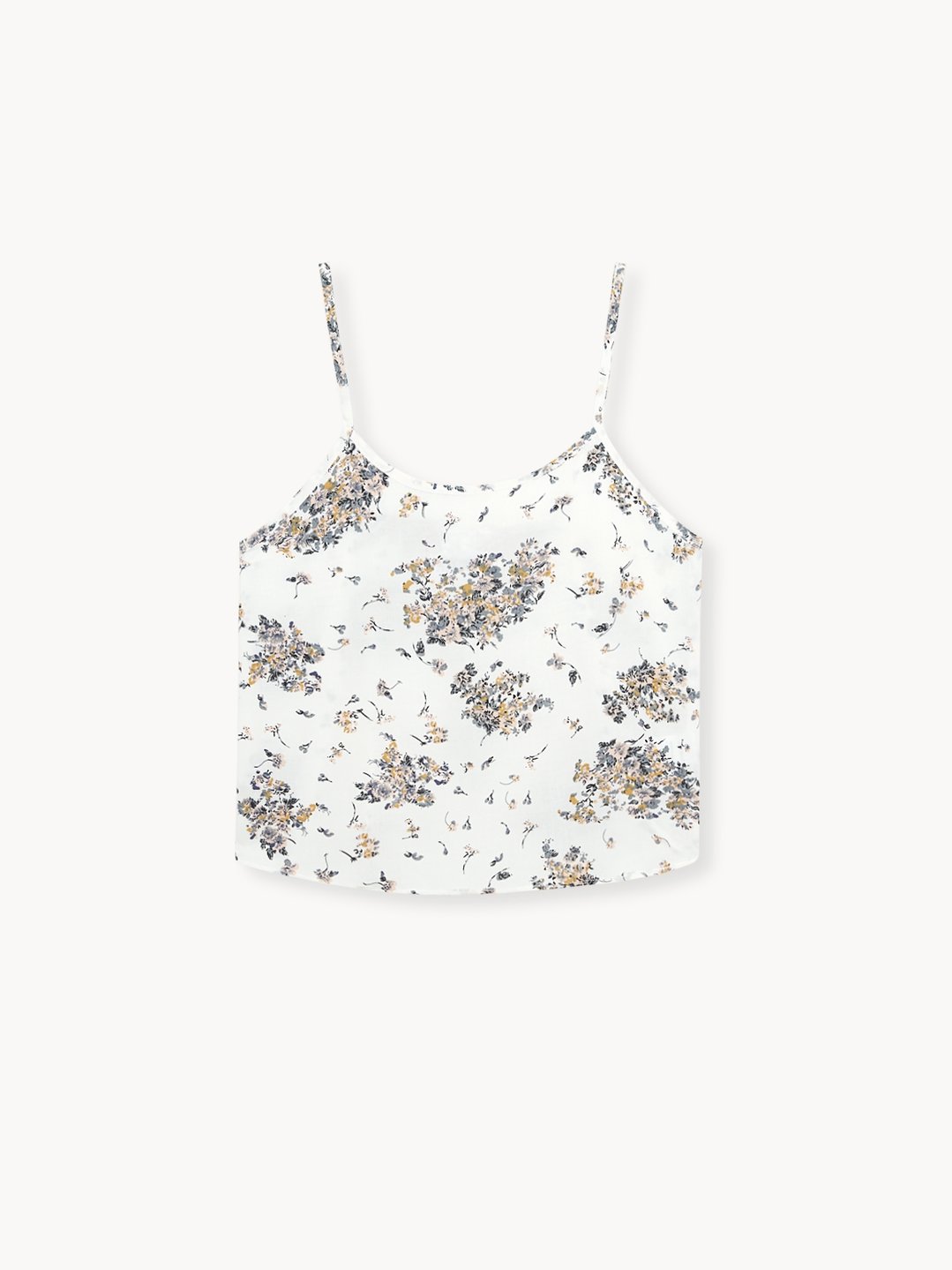Floral Fitted Tank Top - White - Pomelo Fashion