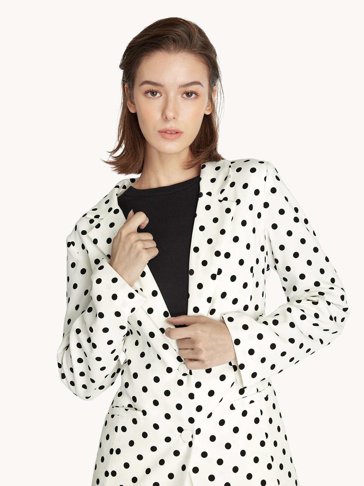 Polka Dot Blazer White