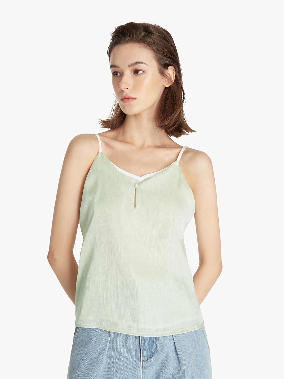 Loose Spaghetti Strap Top Green
