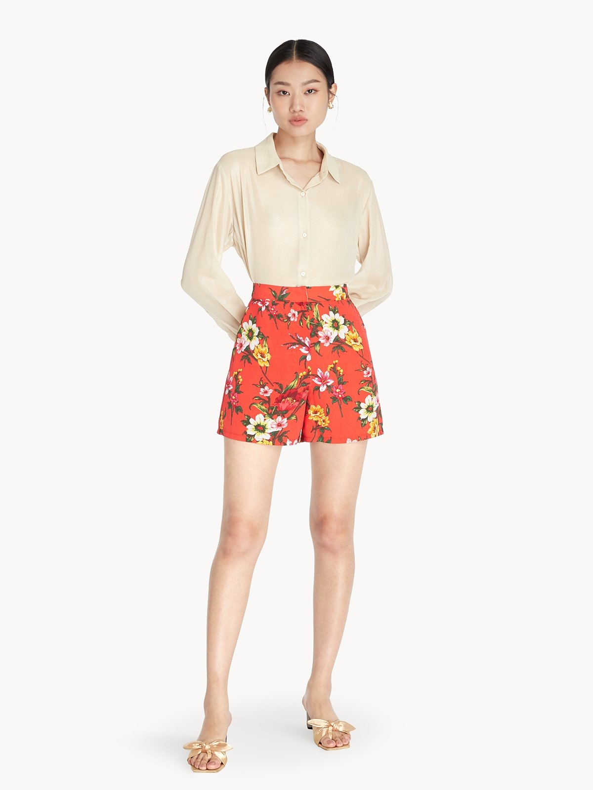 Red hotsell floral shorts