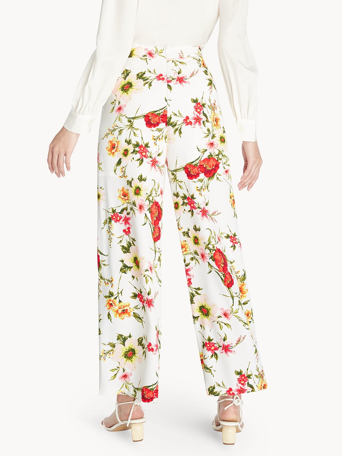 White floral palazzo pants clearance