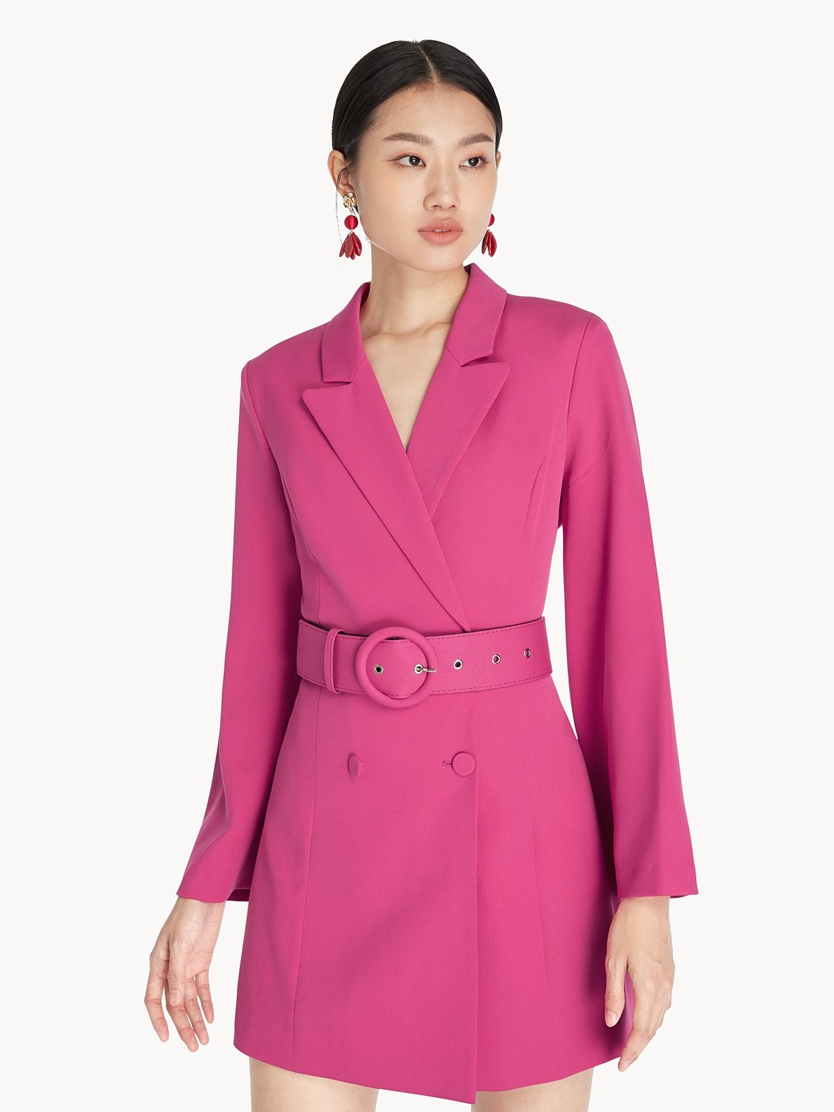 Pink blazer deals dress with belt