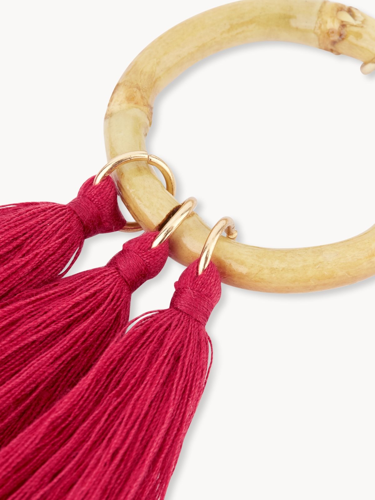 Red tassel shop hoop earrings