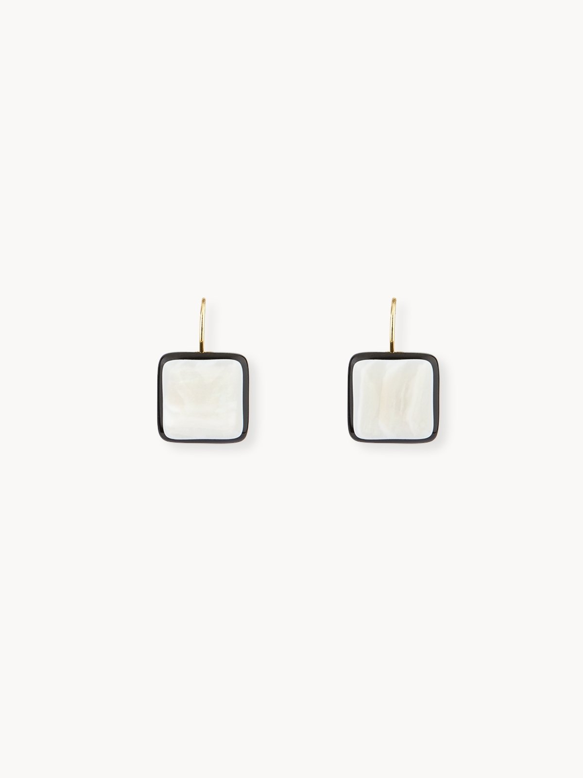 Mini Square Drop Earrings White