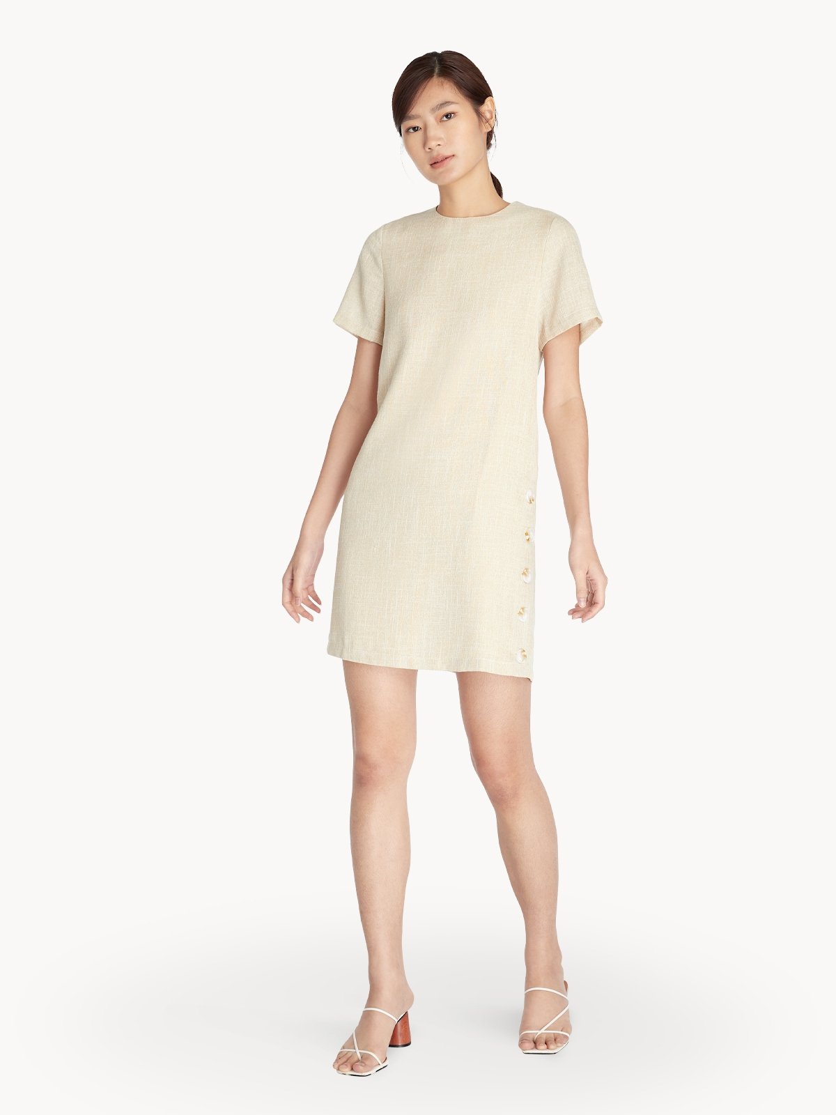 Side Wave Stripes Embellished Side Slit Loose Dress