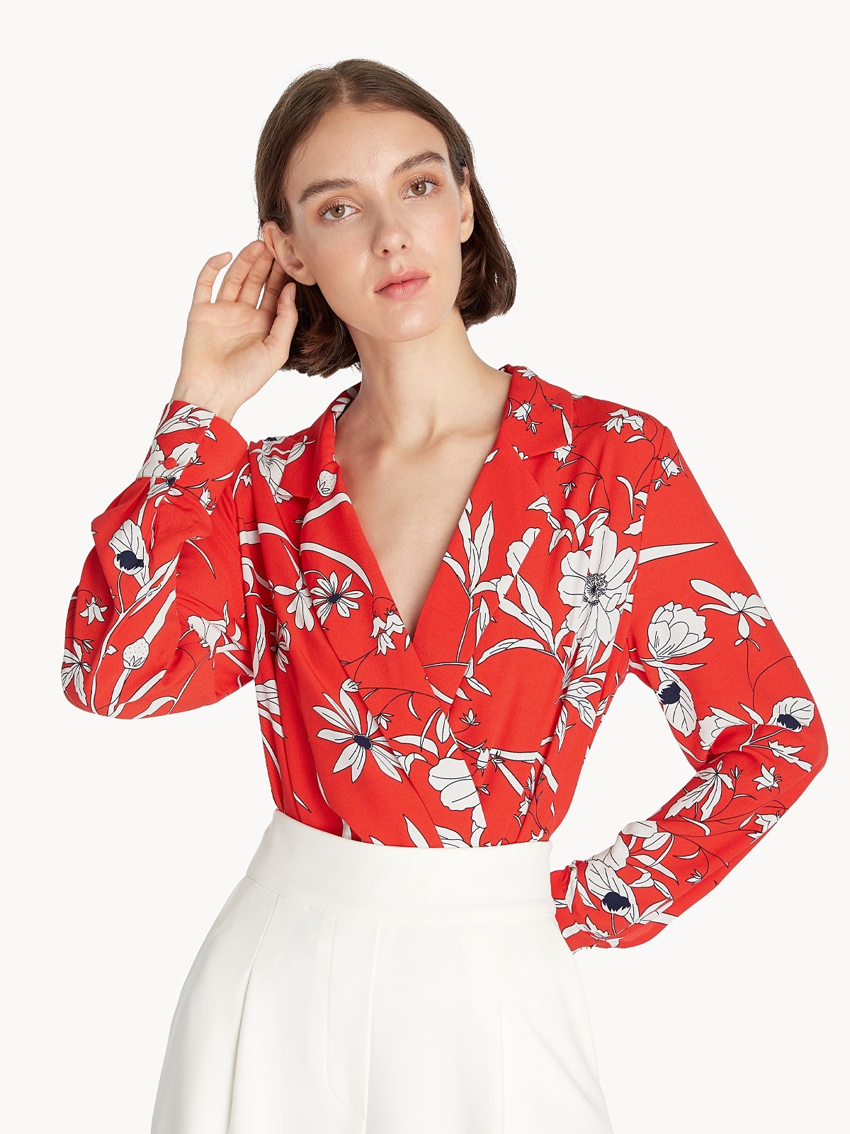 Surplice Color Combo Bodysuit with Shoulder Pads