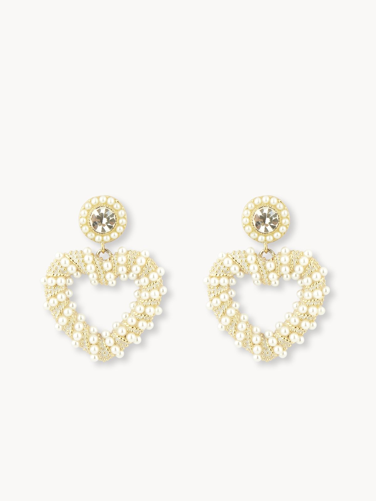 Mini Heart Shaped Pearl Drop Earrings Gold Pomelo Fashion