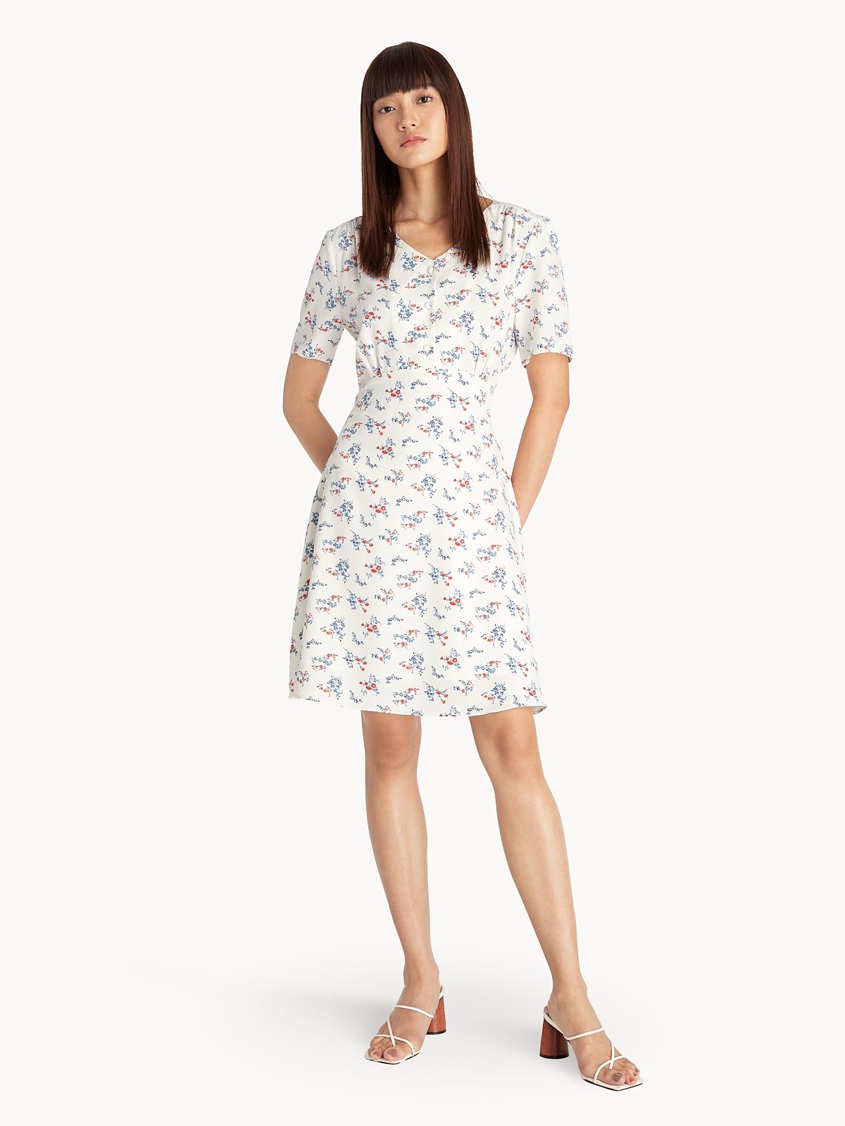 White floral on sale a line dress
