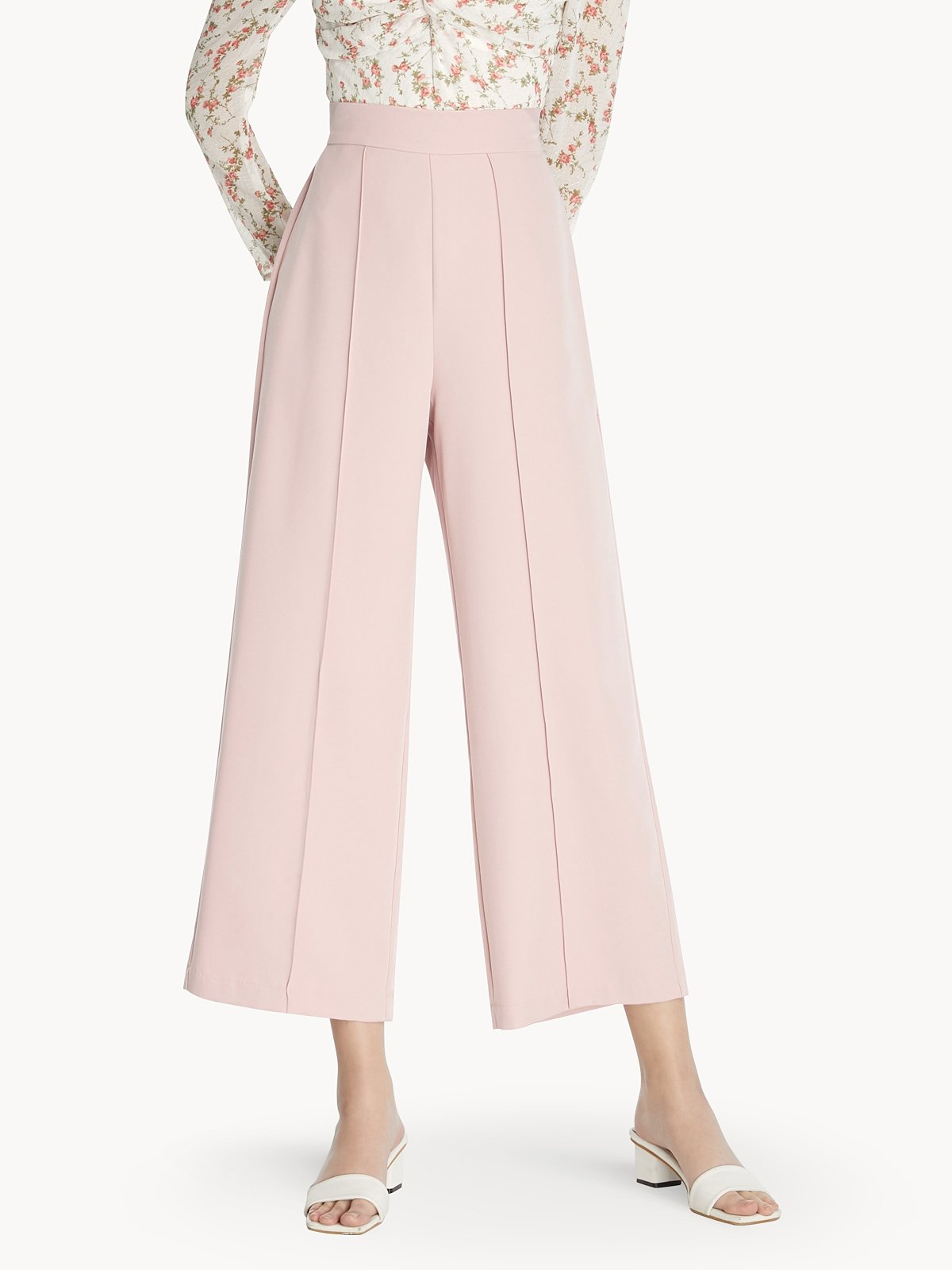 Center Seam Elastic Wide Leg Pants Pink