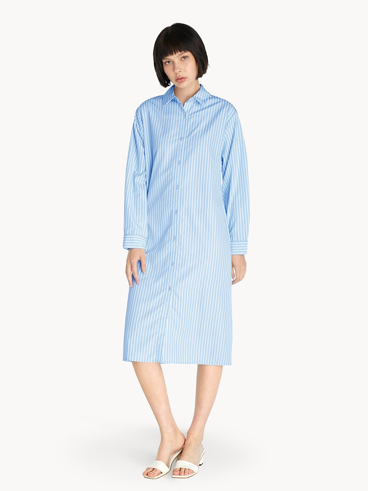 Slit Striped Cap Sleeve Dress main image 1