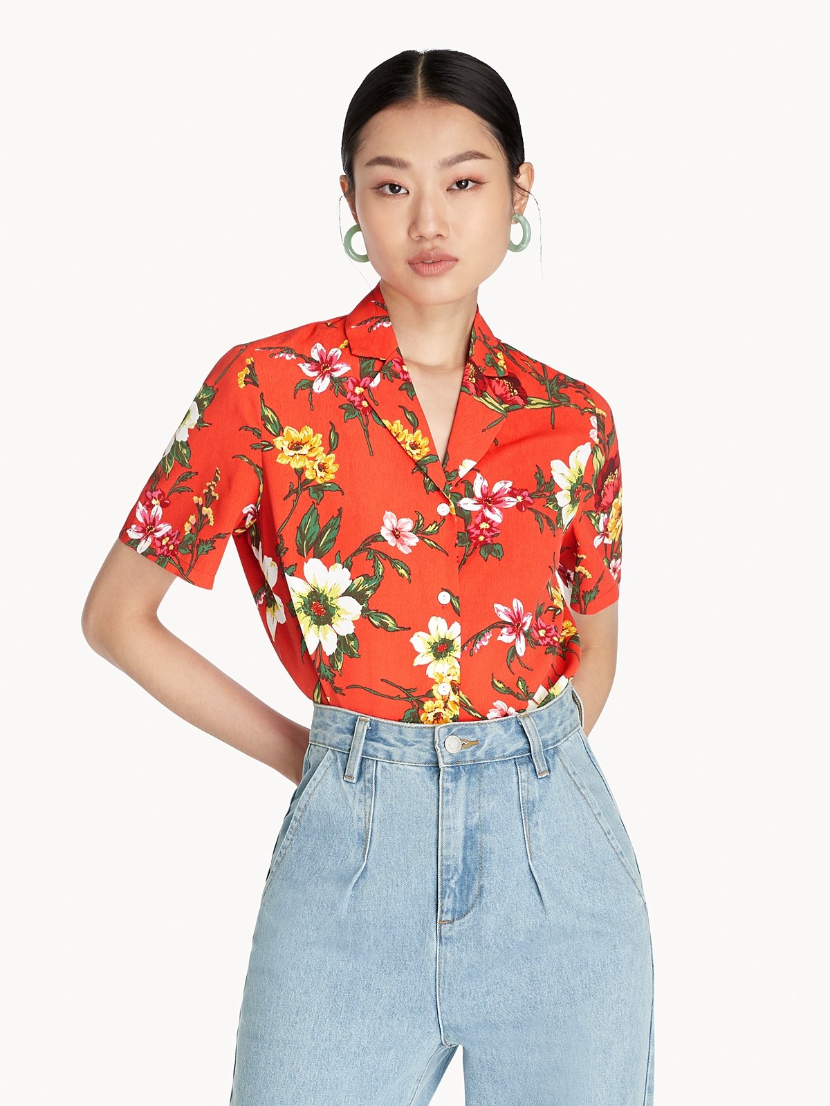 Red floral new arrivals shirt