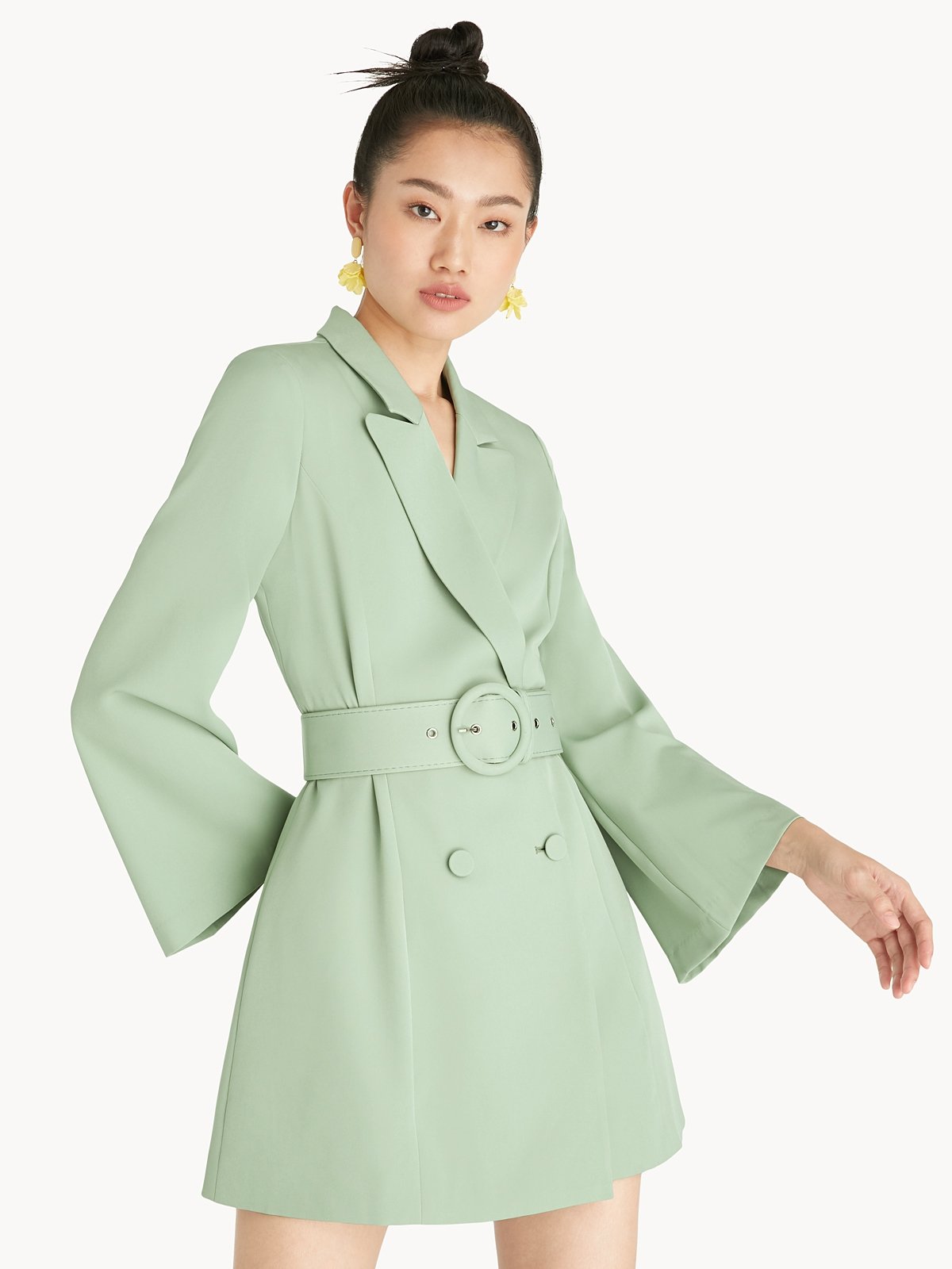 Green belted blazer dress outlet