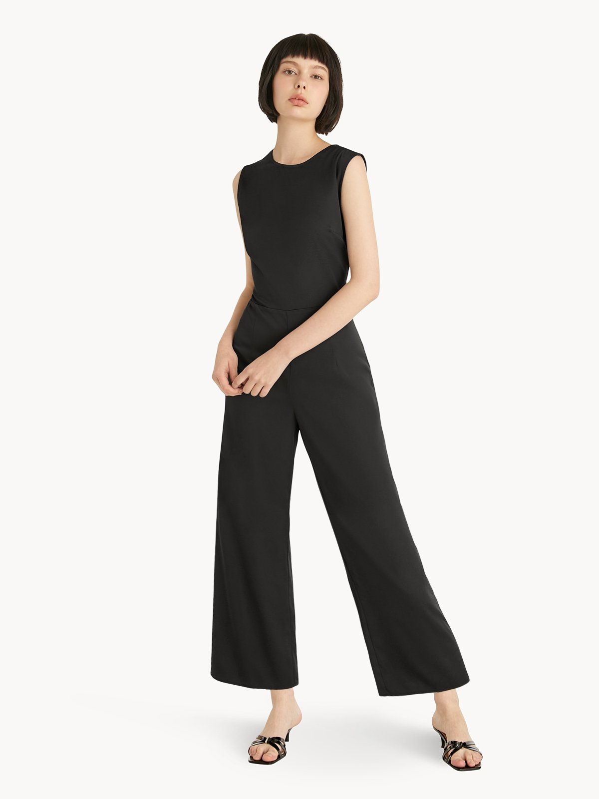 Black cross back jumpsuit sales