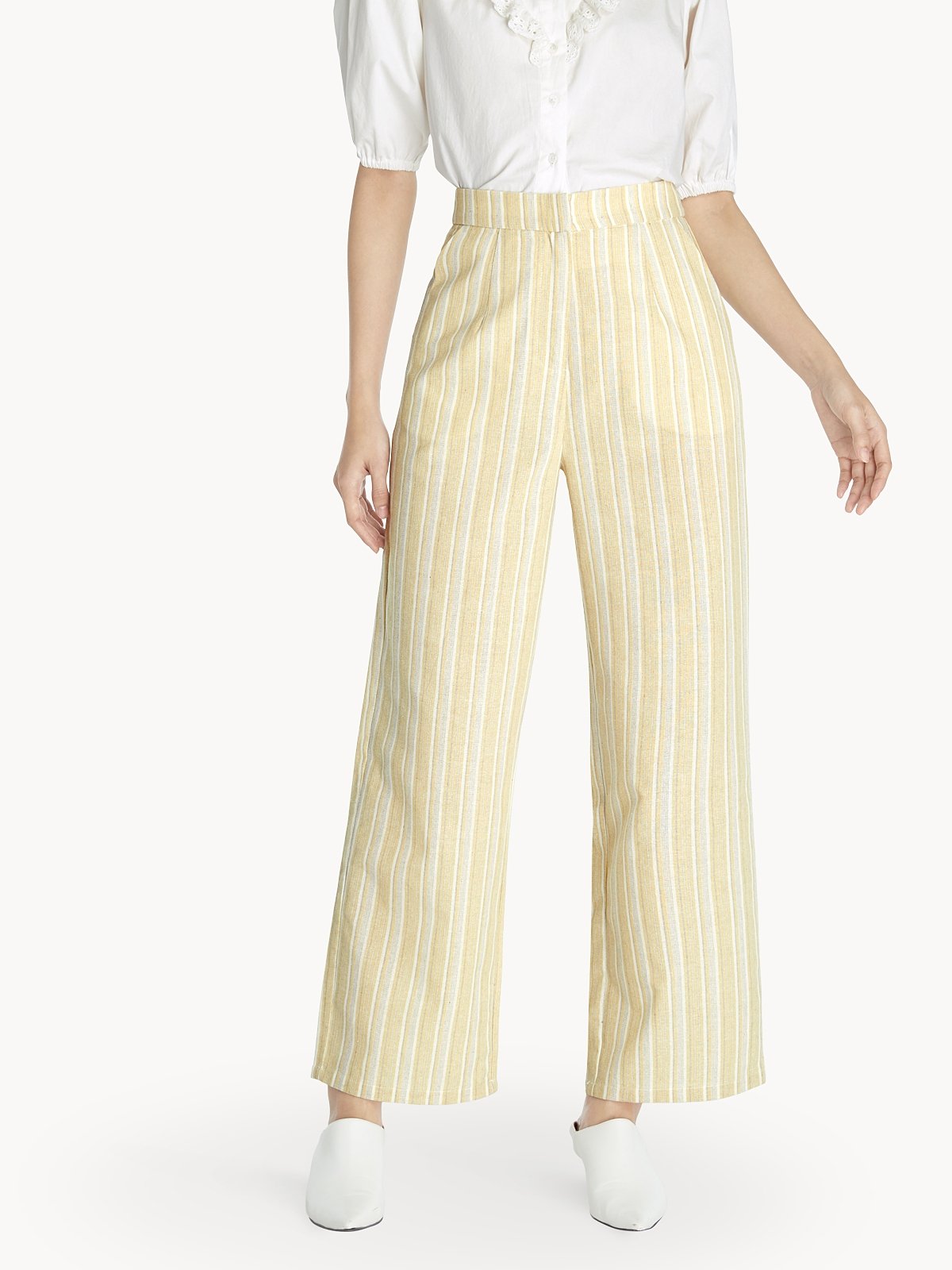 Yellow store pinstripe pants