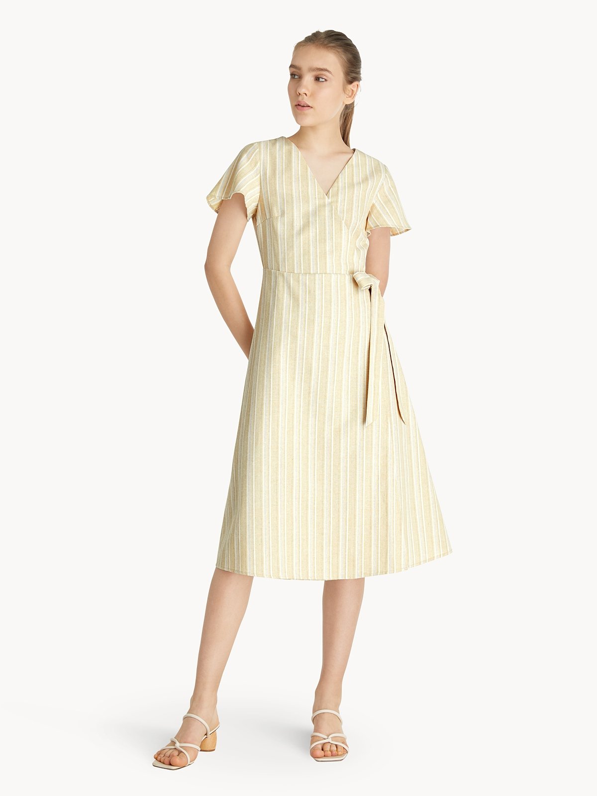 Pinstripe top wrap dress