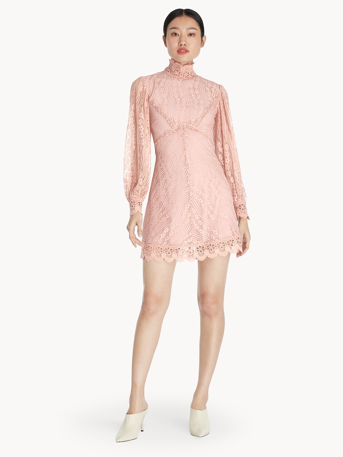 Cara high neck lace cocktail dress hotsell