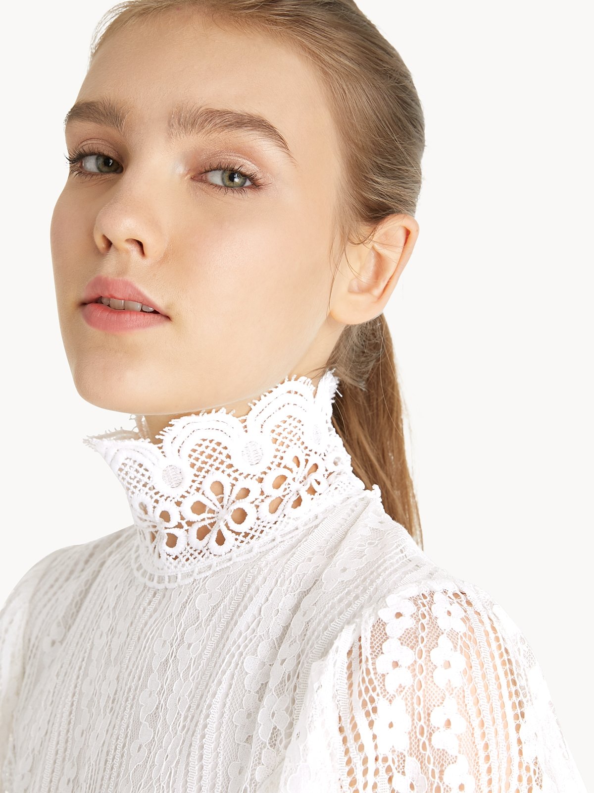 White lace high neck on sale top