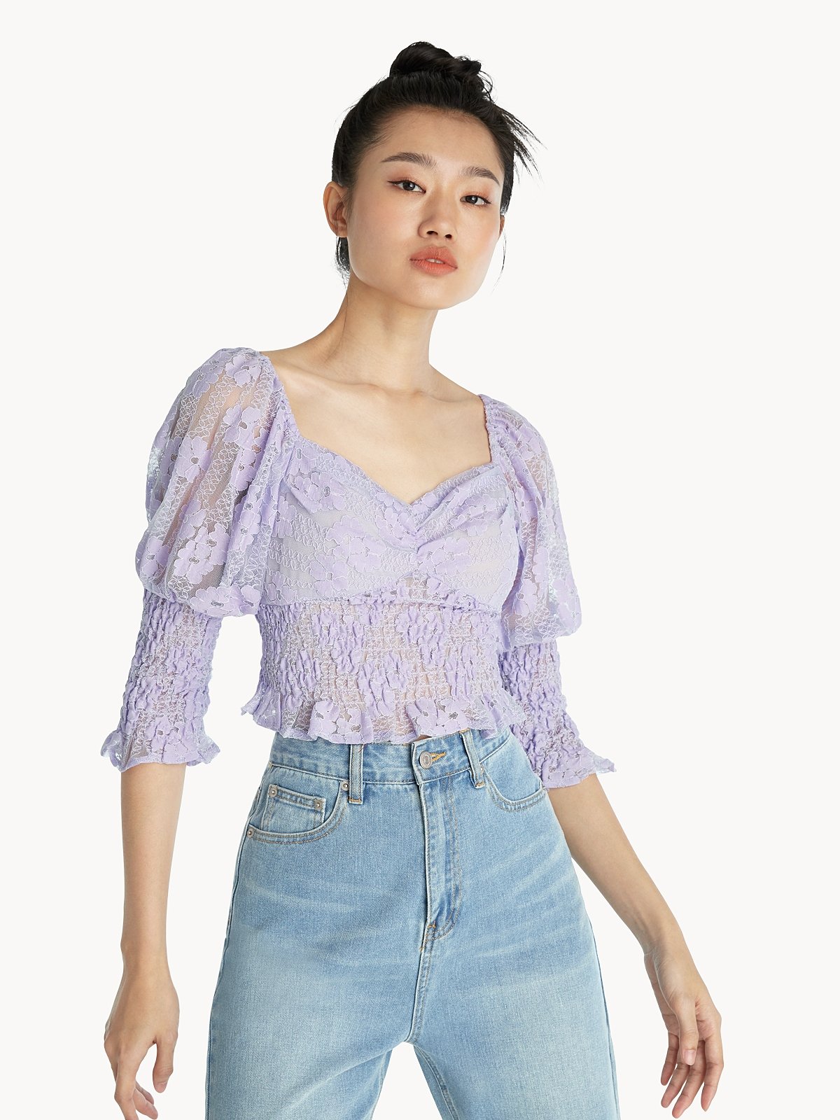 Lace smock top online