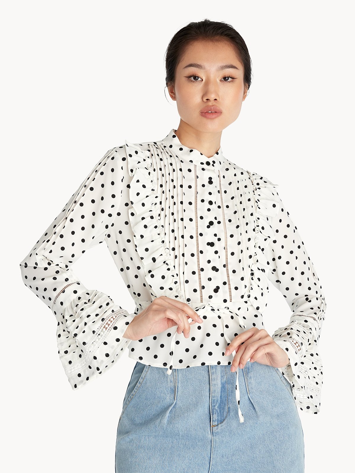 White dot blouse top