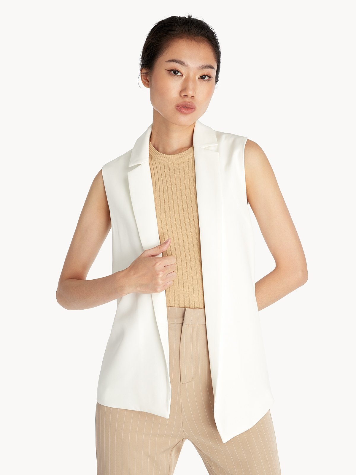 White sleeveless vest top womens