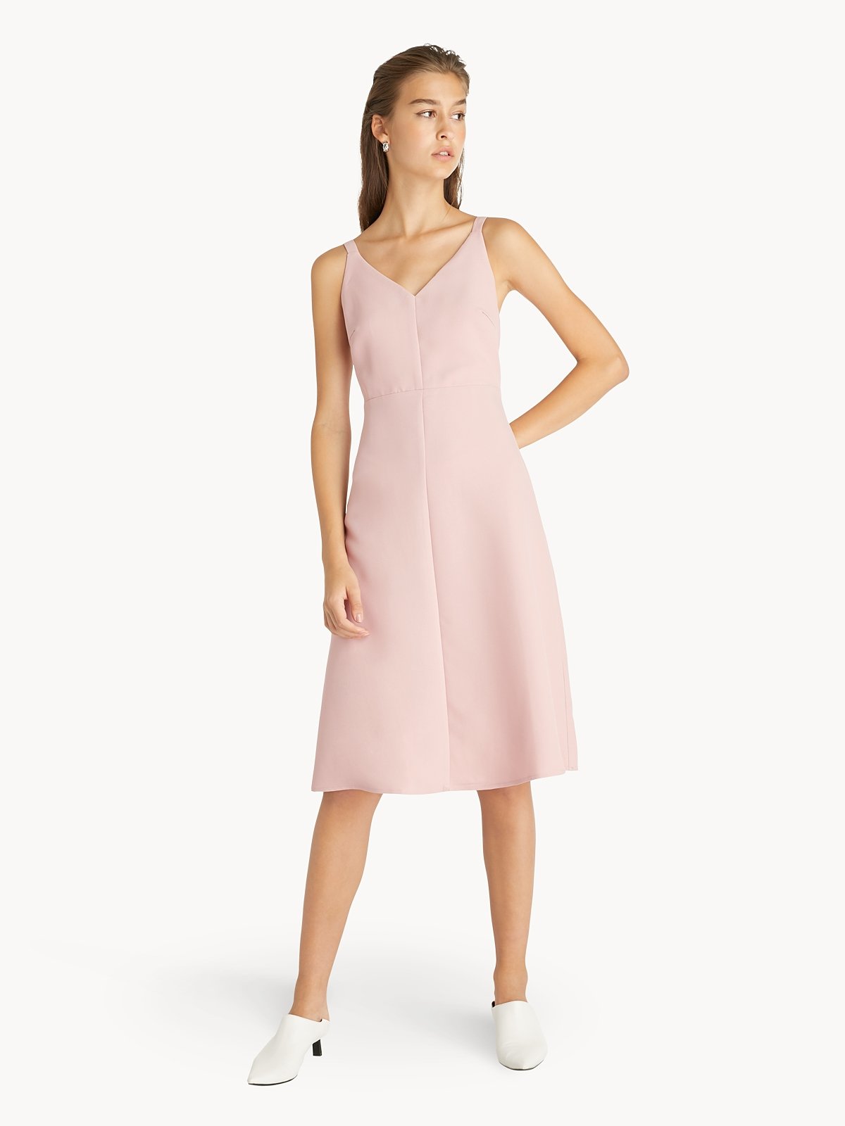 A Line Sleeveless Dress Pink Pomelo Fashion