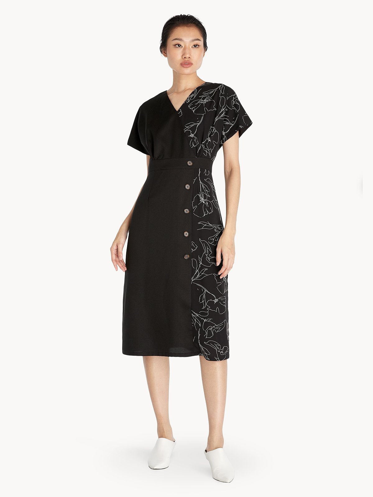 Dress with buttons on side clearance