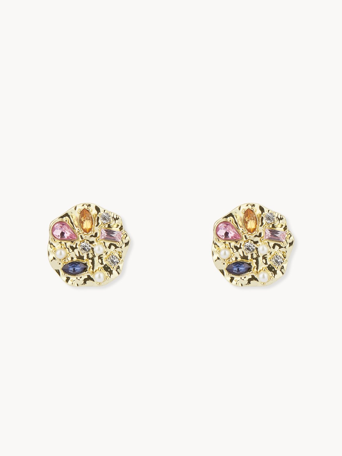 Mixed Stone Stud Earrings Multi Color Pomelo Fashion