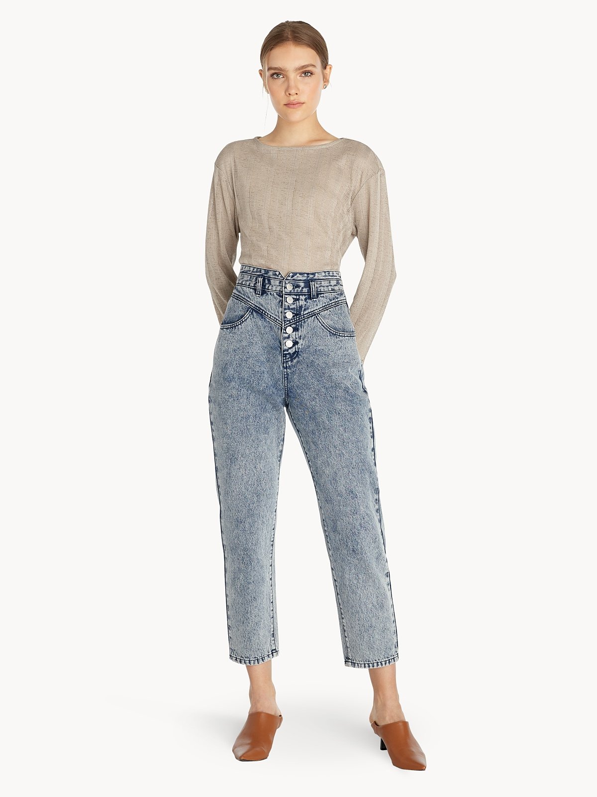 Semi sheer long sleeve top hot sale