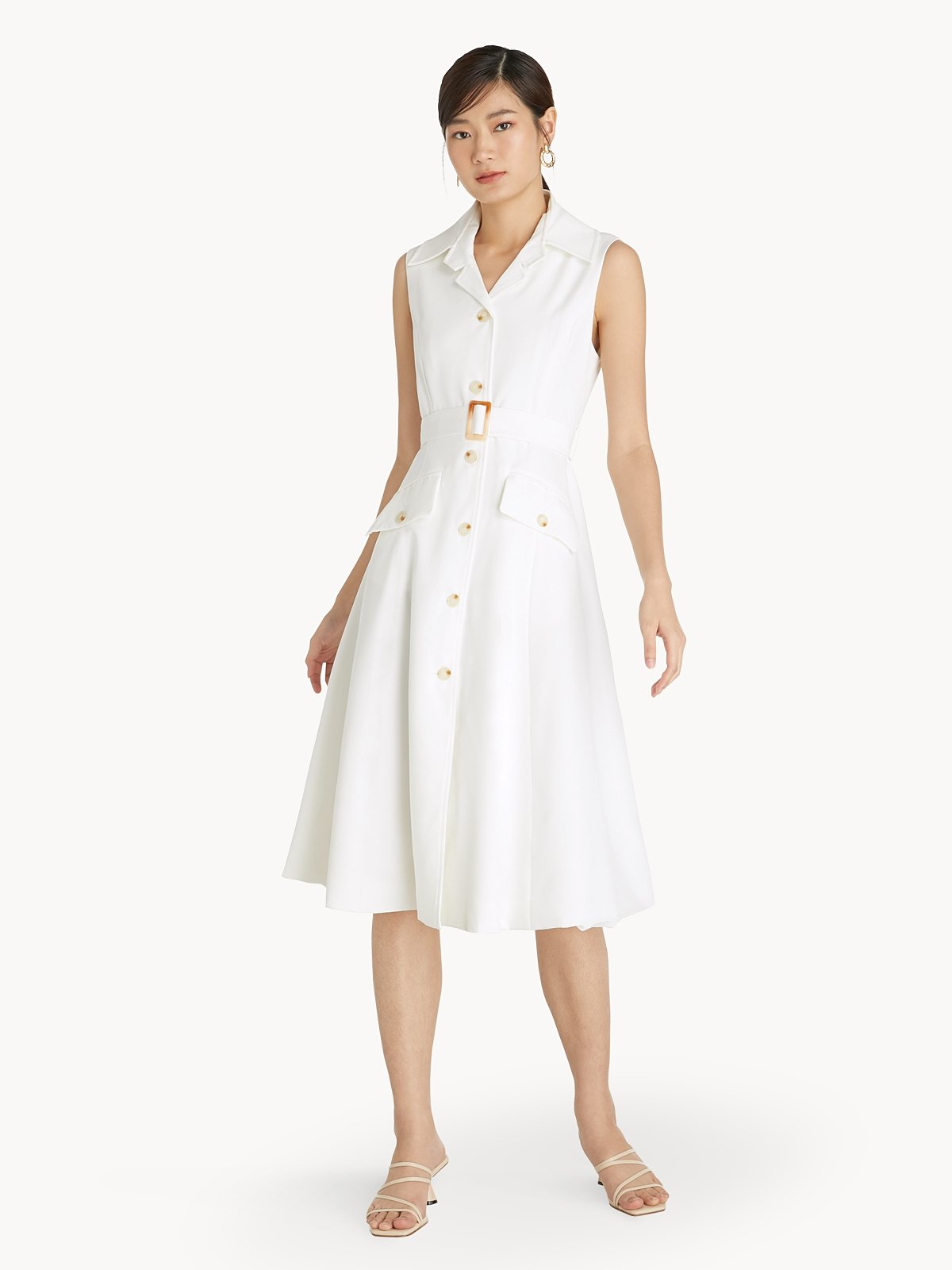 Belted button up dress store