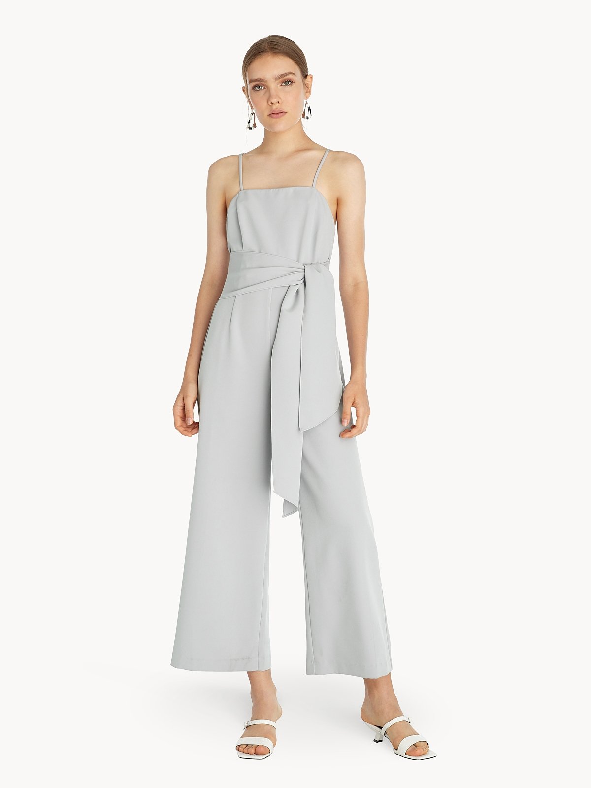 Spaghetti Strap Jumpsuit Light Grey Pomelo Fashion