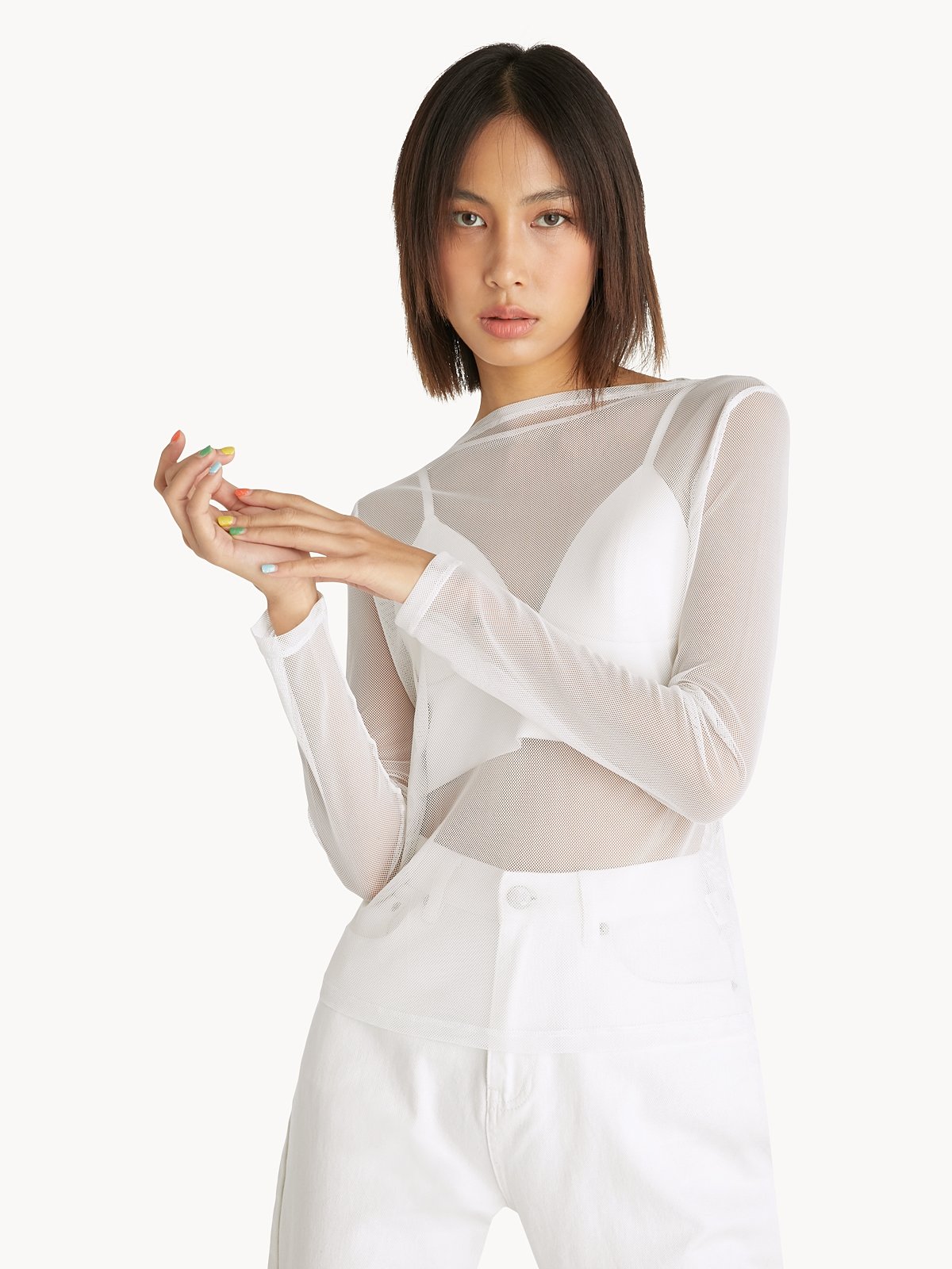 White long sleeve mesh online