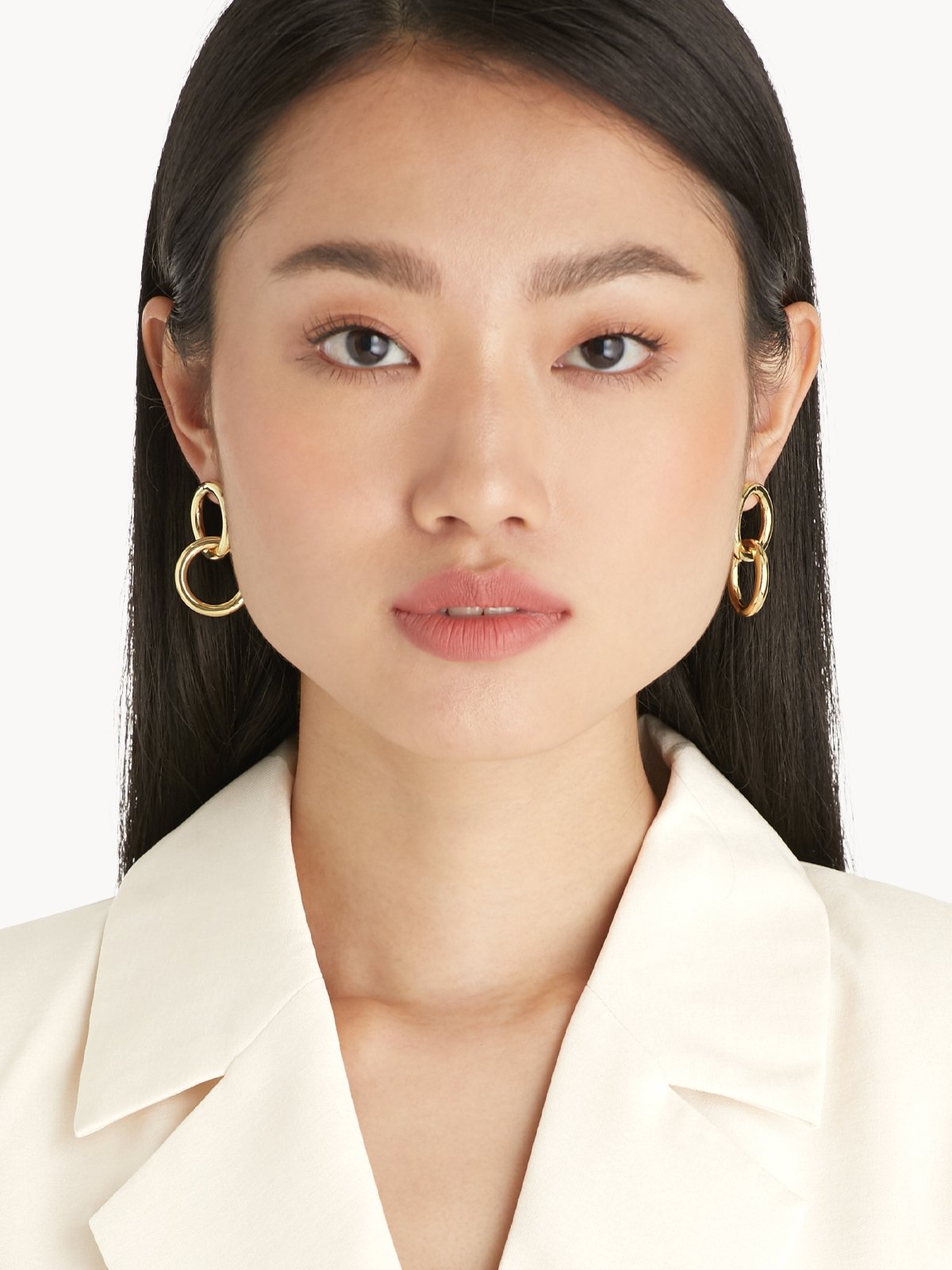 Linked Hoop Earrings Gold Pomelo Fashion